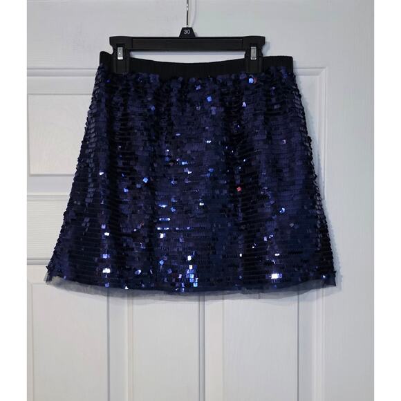 Crewcuts Girls Size 10 Blue Sequin Elastic Waist Skirt Mesh Trim - Picture 4 of 8